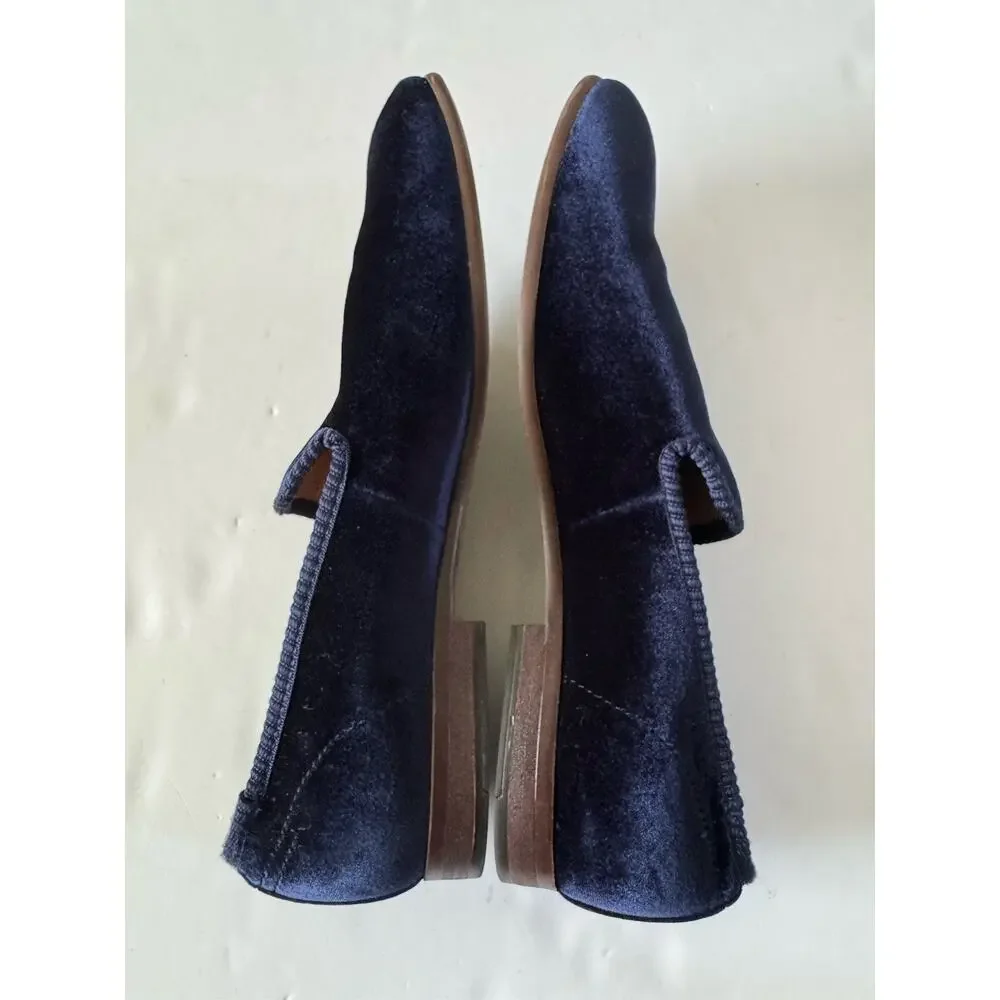 Aldo Mens Blue Velvet Slippers Smoking Shoes Size 12 Slip On Loafers